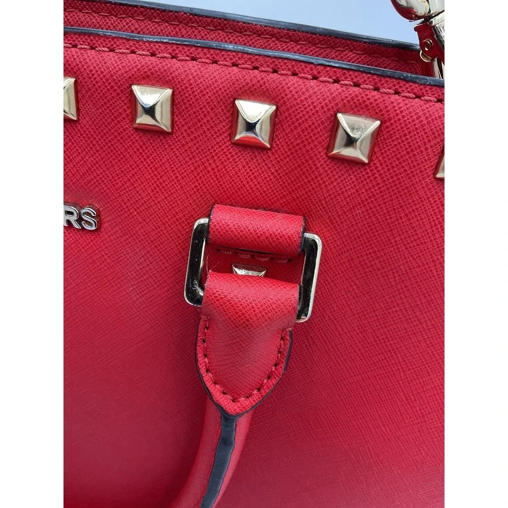 Michael Kors Studded Red Large Selma Studded Saffiano Tote